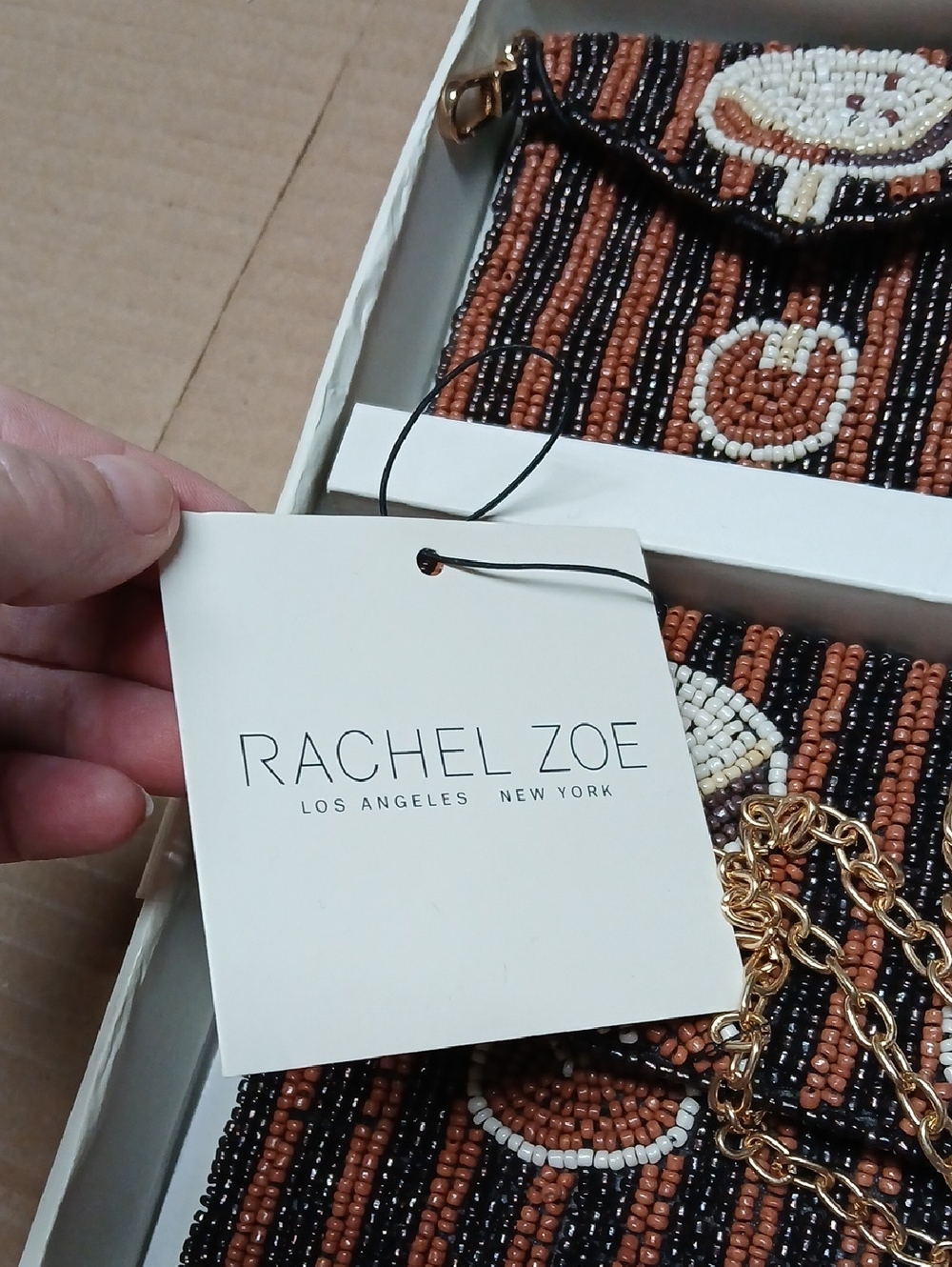 Rachel Zoe Beaded Espresso Martini Design 3 Piece Set - Clutch Card Case Charm - Picture 9 of 11